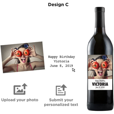 Personalized wine label on red wine - Upload your Photo for an any occasion gift