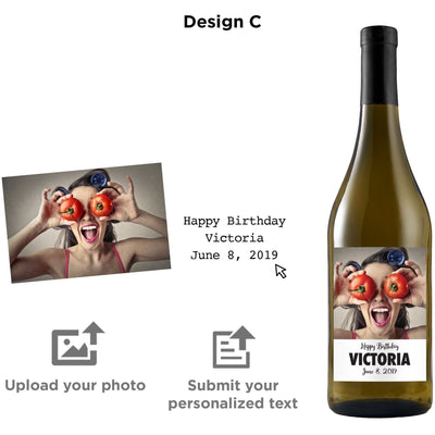 Personalized wine label on white wine - Upload your Photo for an any occasion gift