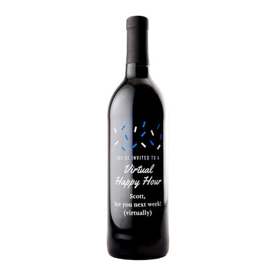 Custom etched red wine - You're Invited to a Virtual Happy Hour