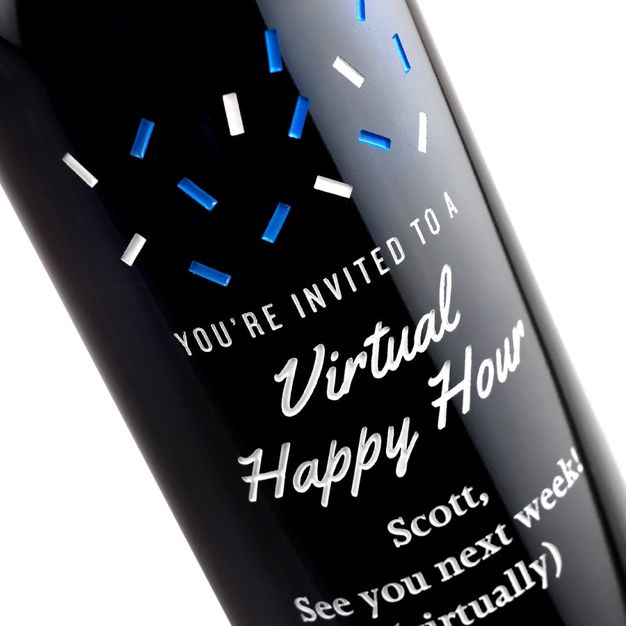 Custom etched red wine - You're Invited to a Virtual Happy Hour