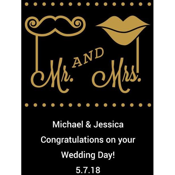 Mustache and Lips custom wedding gift etched beer growler by Etching Expressions