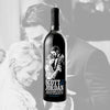 Custom wedding photos etched on red wine by Etching Expressions