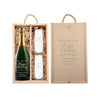 Custom holiday champagne gift set holly berries design with glassware