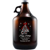 Happy Holidays Christmas Tree Swirl etched personalized beer growler bottle by Etching Expressions