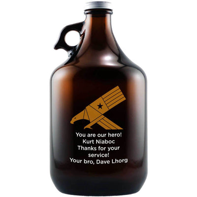 Eagle design personalized beer growler military gift by Etching Expressions