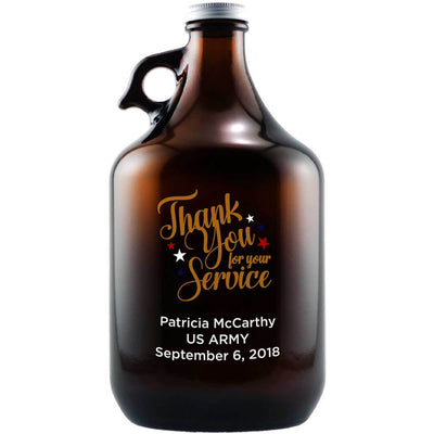 Thank You for Your Service customized beer growler military gift by Etching Expressions