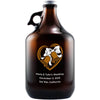 Wedding bells in a heart shape personalized beer growler wedding gift by Etching Expressions