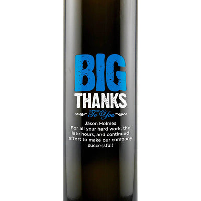 Big Thanks To You engraved olive oil thank you cooking gift by Etching Expressions