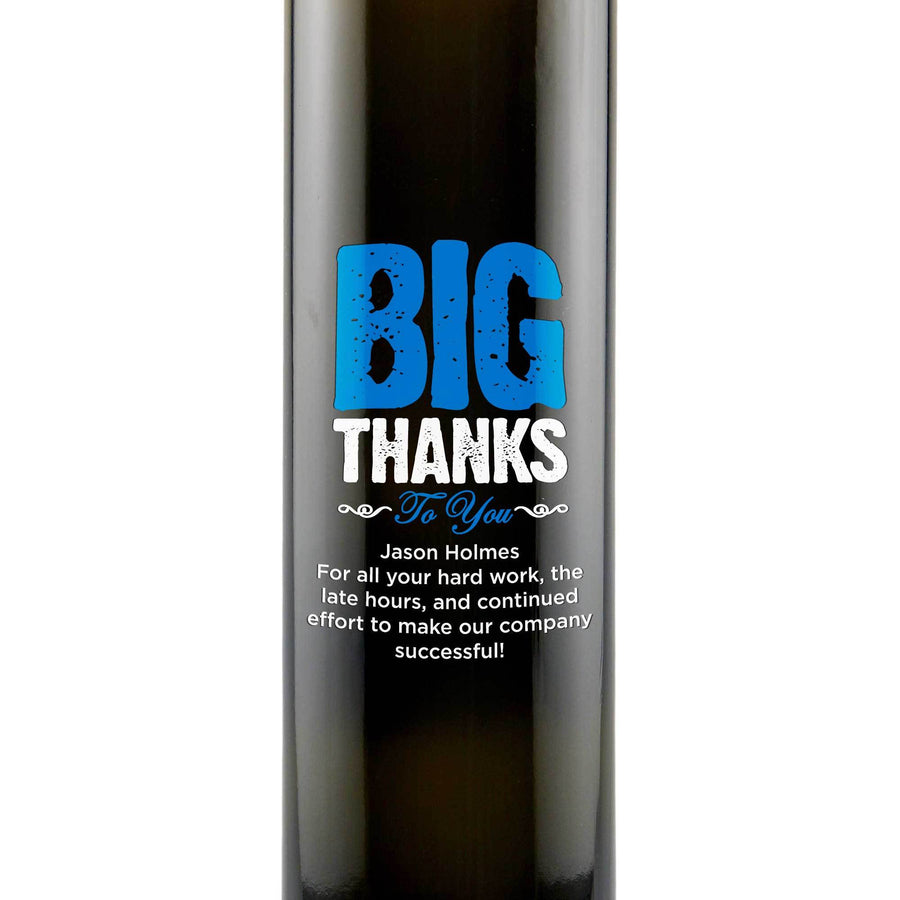 Big Thanks To You etched olive oil gourmet thank you gift by Etching Expressions