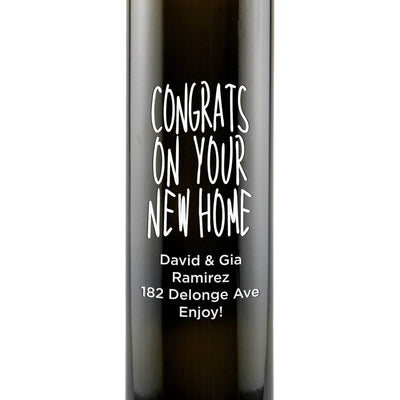 Congrats on Your New Home engraved olive oil housewarming gift by Etching Expressions