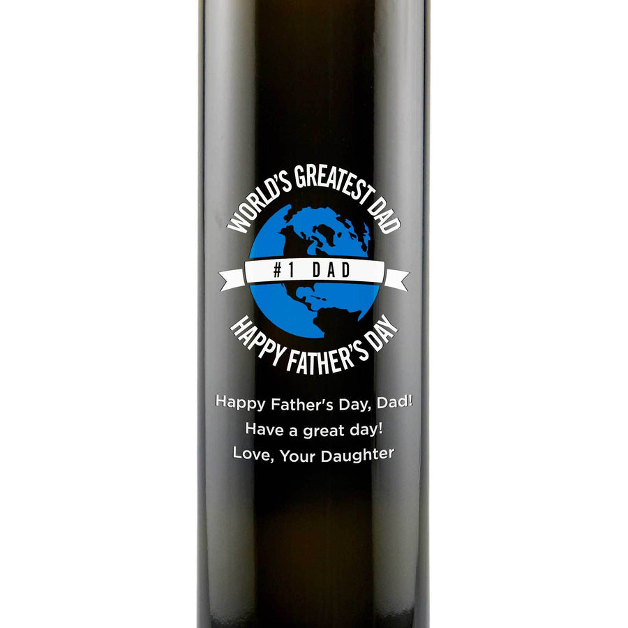 World's Greatest Dad custom etched olive oil bottle Father's Day gift by Etching Expressions