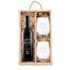 Merry Christmas corporate red wine with logo holiday gift set with glasses