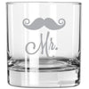 Mustache design with Mr. etched rock glass wedding favor by Etching Expressions