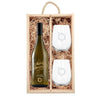 Merry Christmas corporate white wine with logo holiday gift set with glasses