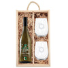 Happy Holidays Christmas tree swirl corporate white wine gift set with logo